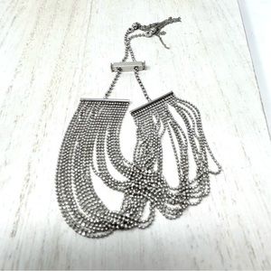 14K white gold, made in Italy, 20 strand beaded cuff style bracelet, adjustable